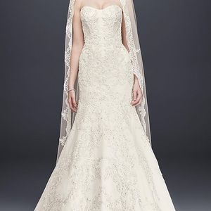 Oleg Cassini satin lace trumpet gown- unaltered